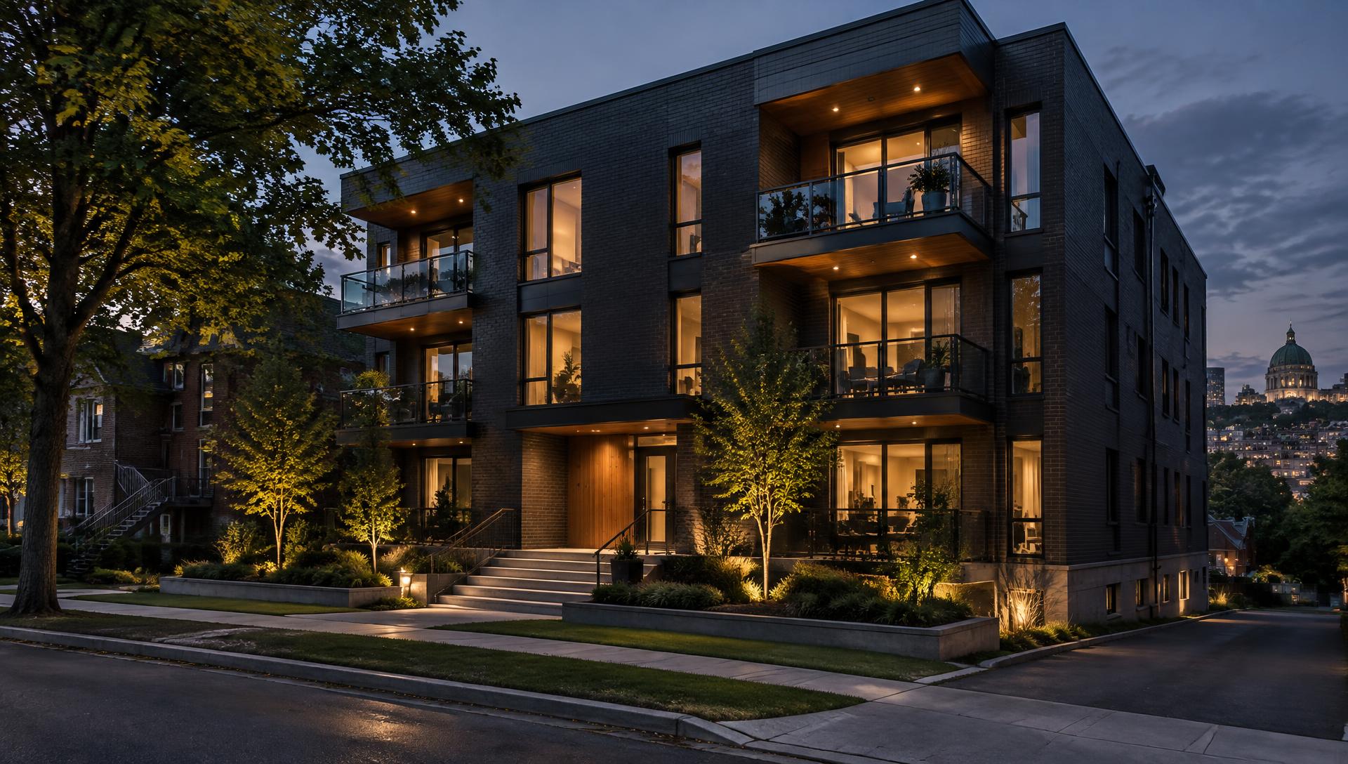 Immeuble multilogement contemporain au Québec